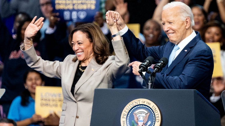 USA:LA FUTURE CANDIDATE KAMALA HARRIS EN CAMPAGNE A LA VEILLE D’UNE CONVENTION DEMOCRATE SOUS HAUTE SECURITE